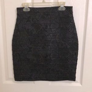 Express black snake print pencil skirt